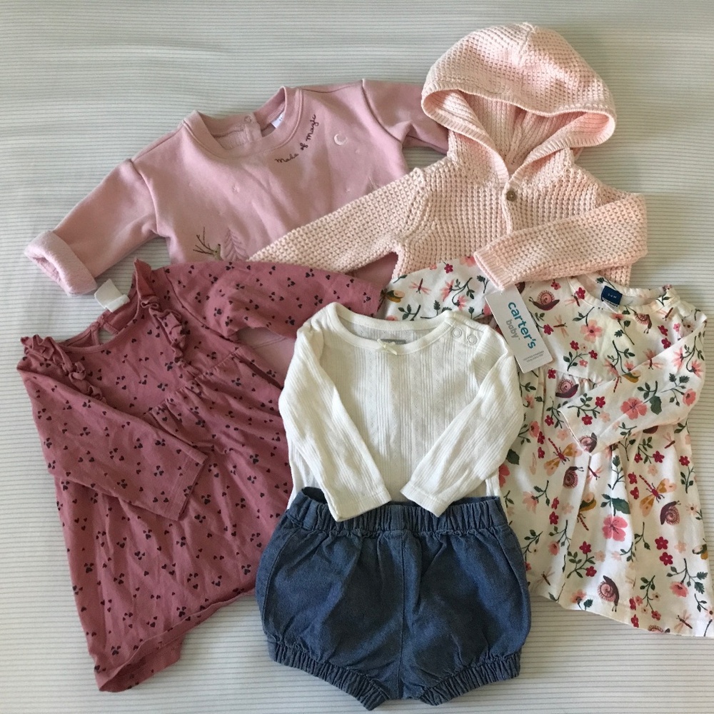 Coordinating set of pink baby girl items